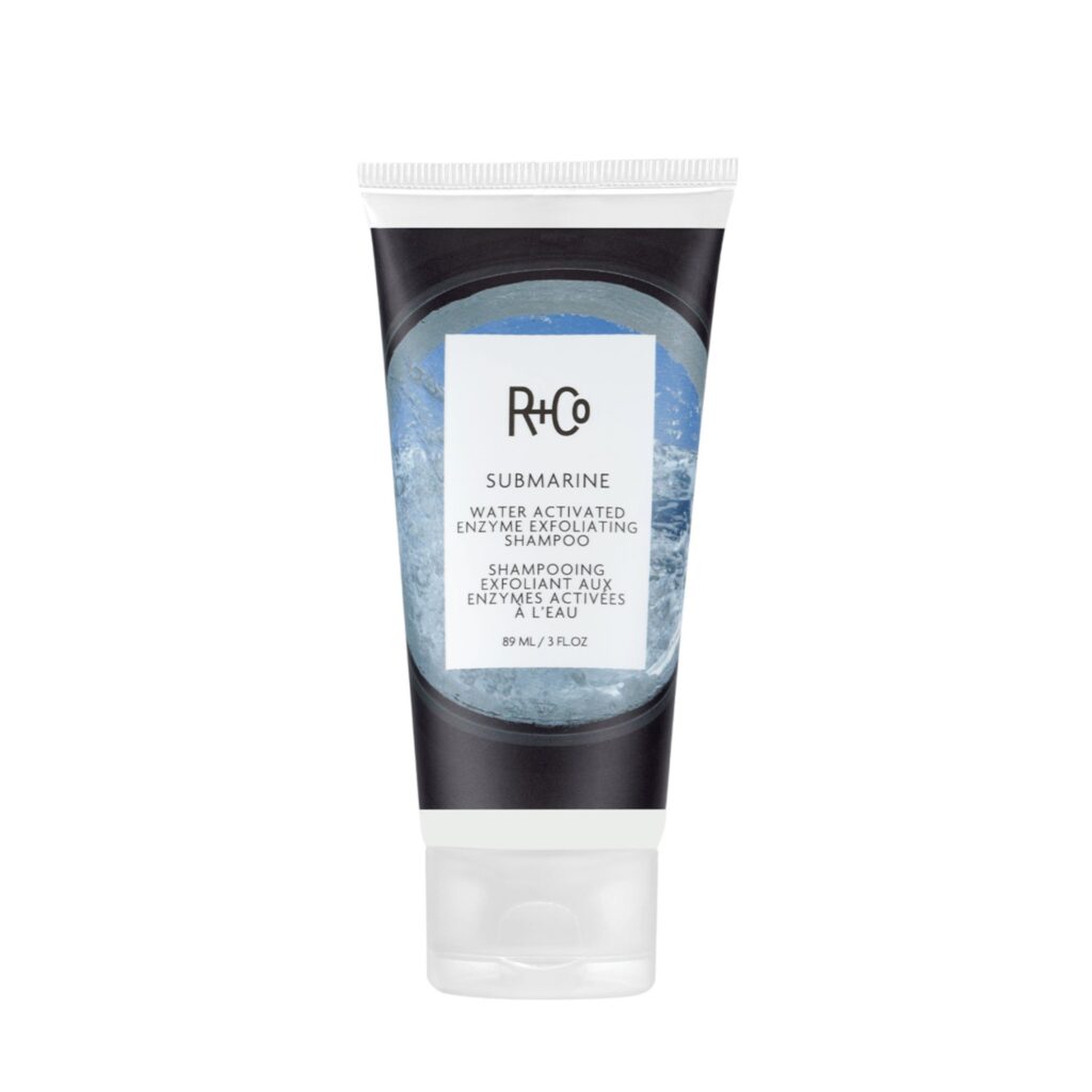 The R+Co Submarine Water Activated Enzyme Exfoliating Shampoo is perfect for daily flake maintenance and leaves a glass-like shine. Gentle fruit enzymes remove dead skin cells while a host of natural extracts, including bilberry, fermented radish root, and tomato extracts, leave hair exceptionally silky, full, and soft. Once rinsed out, it leaves behind the evocative scent of blonde woods, lavender, cardamon, and pineapple. It comes in a 90ml dupe decorated with images of the ocean over which the R+Co branding is imposed. $54.00 at David Jones. 