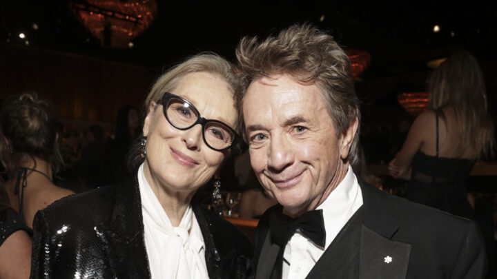 BEVERLY HILLS - JANUARY 7: Meryl Streep and Martin Short at the 81st Annual Golden Globe Awards, airing live from the Beverly Hilton in Beverly Hills, California on Sunday, January 7, 2024, at 8 PM ET/5 PM PT, on CBS and streaming on Paramount+. Photo: Todd Williamson/CBS via Getty Images)