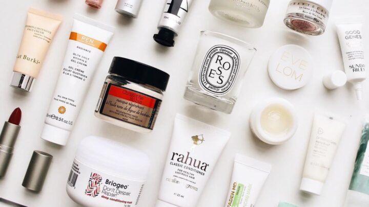 mini beauty products flatlay