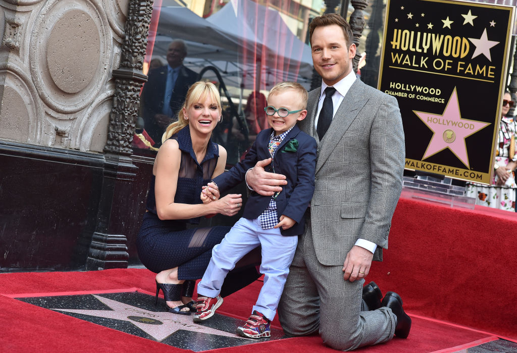 Chris Pratt with wife Anne Faris and son, Jack Pratt, at The Hollywood Walk Of Fame
